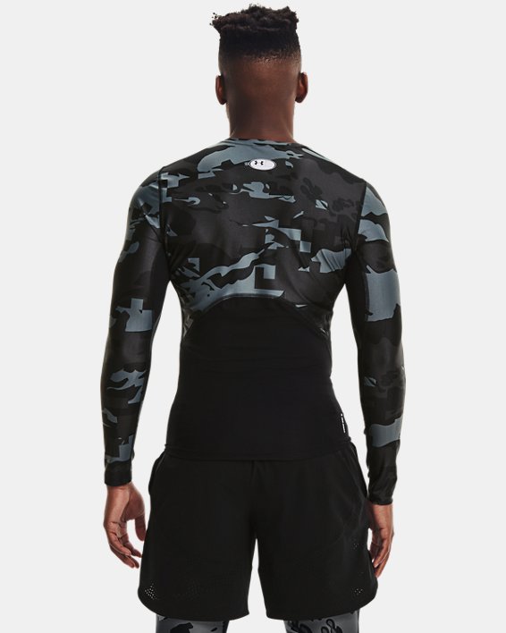 Men's UA Iso-Chill Compression Printed Long Sleeve, Black, pdpMainDesktop image number 1